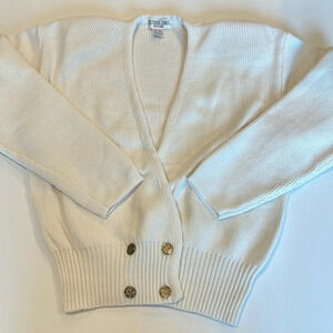 Victoria Jones - vintage petite medium, white cropped cardigan